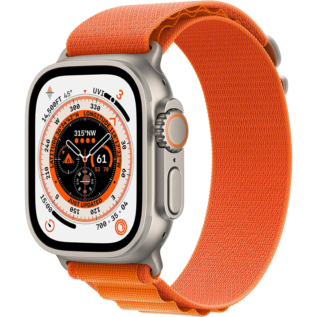 Apple Watch Ultra - Case Size 49mm, Titanium Case with (Midnight - Green - Starlight - Orange - Blue and Gray trail Alpine Loop) image 2