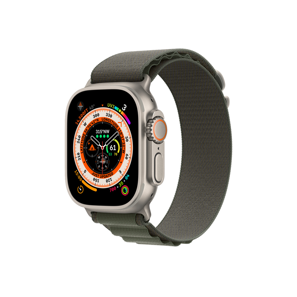 Apple Watch Ultra - Case Size 49mm, Titanium Case with (Midnight - Green - Starlight - Orange - Blue and Gray trail Alpine Loop) image 4