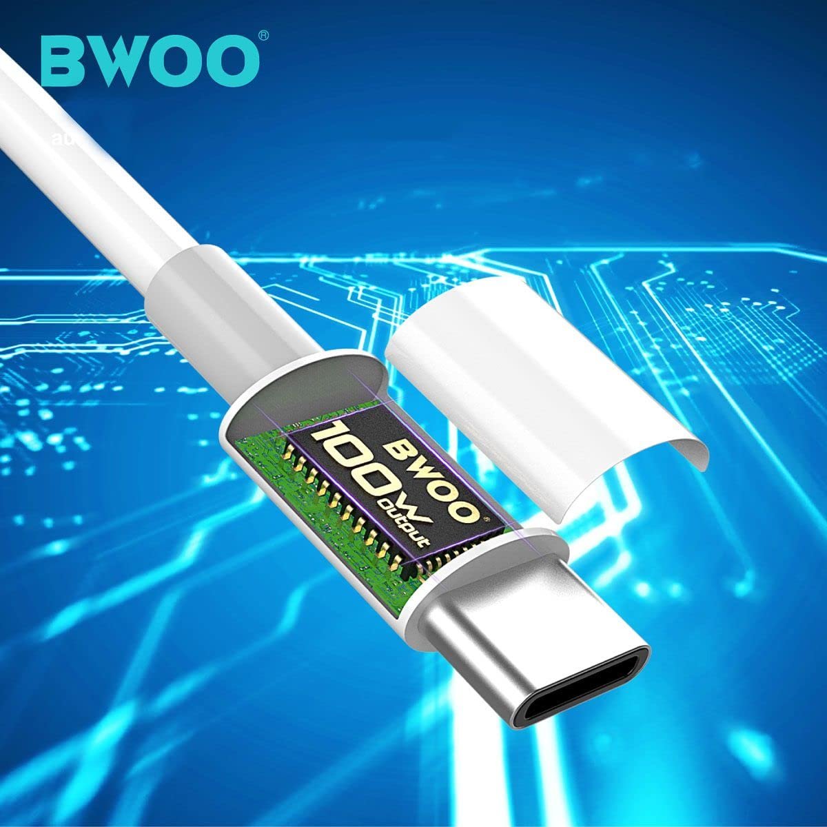 Bwoo USB C Cable to USB C Fast Charging 1-meter Data Cable Type C to Type C Cable are Compatible with MacBook Pro Type-C Devices, iPad Pro, Type-C phones and More 100W PD USB C to USB C Data Cable image 2