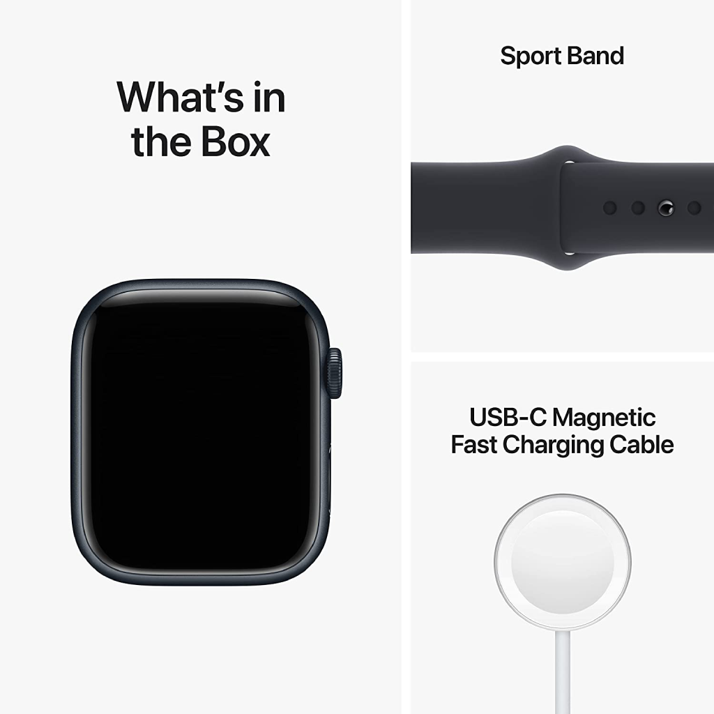 Apple Watch Series 8 45MM, Midnight Aluminum Case with Midnight Sport Band - M/L. Fitness Tracker, Blood Oxygen & ECG Apps, Always-On Retina Display, Water Resistant (Copy) image 5