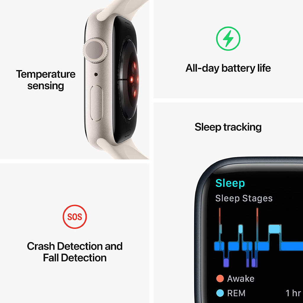 Apple Watch Series 8 45MM, Midnight Aluminum Case with Midnight Sport Band - M/L. Fitness Tracker, Blood Oxygen & ECG Apps, Always-On Retina Display, Water Resistant (Copy) image 6