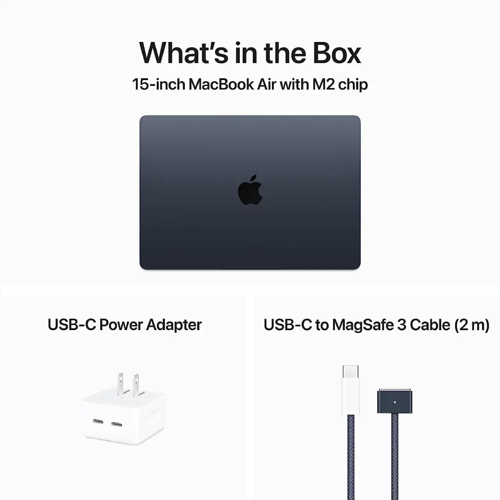 Apple MacBook Air 15inch Liquid Retina Display, with M2 Chip, 8GB Ram, 256GB SSD - Midnight image 4