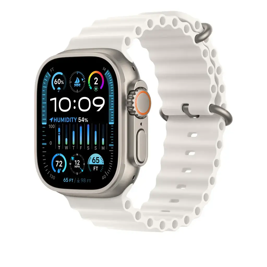 Apple Watch Ultra 2 - 49mm - Titanium Case with White - Olive - Blue Ocean Band (GPS Cellular) image 3