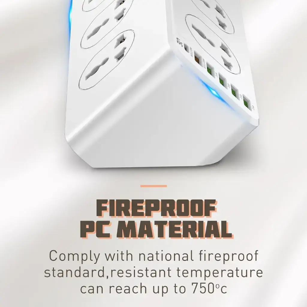 LDNIO SC10610: Ultimate Power Strip with 10 Power Sockets, 5 USB Ports, and Type-C PD Charging 2500W - 2M White image 3