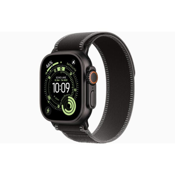 Apple Watch Ultra 3 (49mm) GPS + Cellular, Titanium Case – Black Ti with Charcoal Trail Loop (M/L) | MF1H4 | New